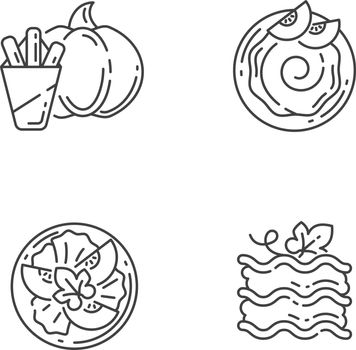 Gourd recipes linear icons set