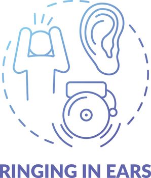 Ringing in ears blue gradient concept icon