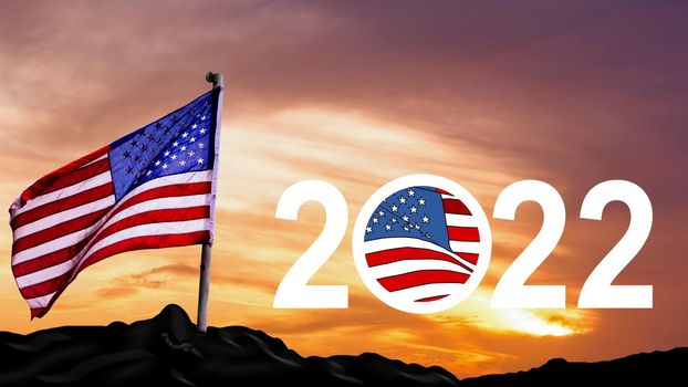 2022 election day in united states. illustration graphic ofunited states flag