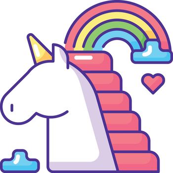 Rainbow unicorn RGB color icon