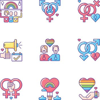 Pride life RGB color icons set