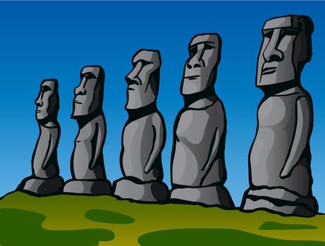 Easter Island. Stone idols.
