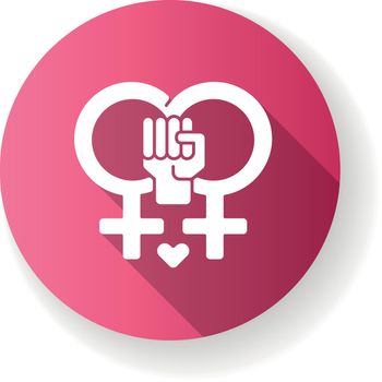 Lesbian feminism red flat design long shadow glyph icon