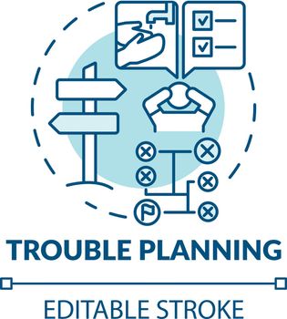 Trouble planning turquoise concept icon