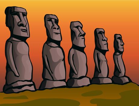 Easter Island. Stone idols.