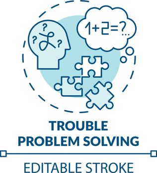 Trouble problem solving turquoise concept icon