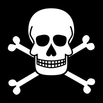 Skull and crossbones. Jolly Roger. Pirate symbols. Vector illustrations.