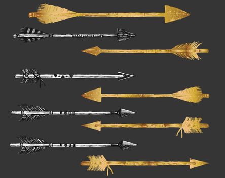 Decorative arrows Indians and feather tip vector 