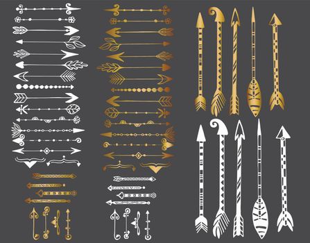 Set of golden tattoo arrows