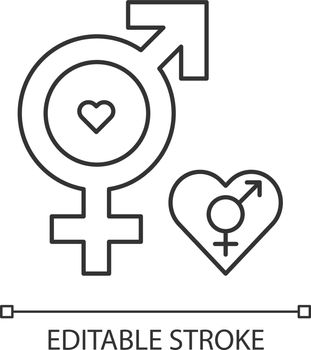 Bisexual symbol pixel perfect linear icon