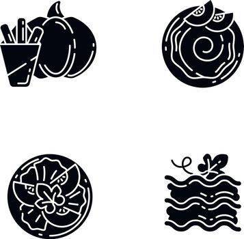Gourd recipes black glyph icons set on white space