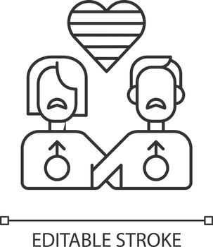 Gay relationship pixel perfect linear icon