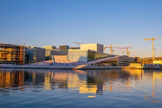 Oslo skyline and Opera house in  Norway