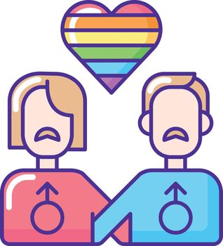 Gay relationship RGB color icon