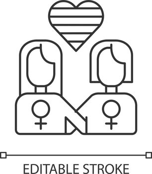 Lesbian relationship logo pixel perfect linear icon