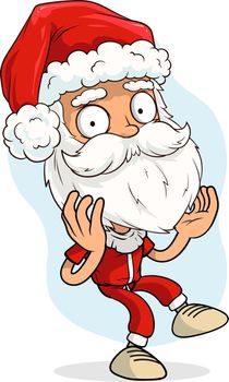 Cartoon funny cute santa claus jumping and dance