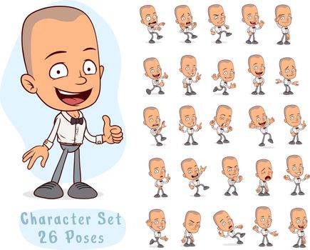 Cartoon waiter boy big set for animation