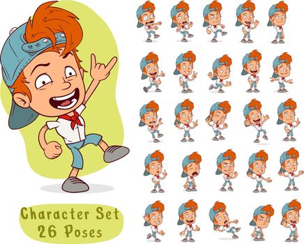 Cartoon funny redhead boy big set for animation