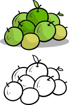 Cartoon fresh apples vector icon for coloring