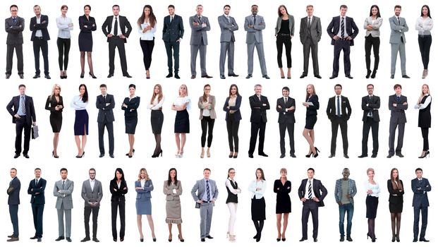 collage of a variety of business people standing in a row
