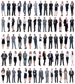 collage of young business people standing in a row.