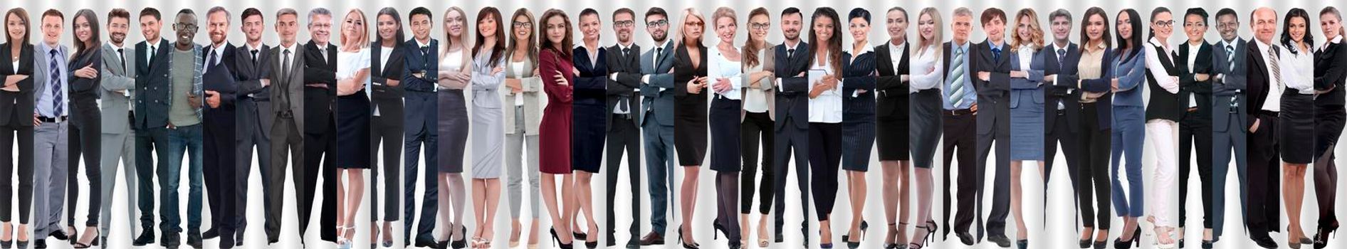 panoramic collage of a group of successful young business people.