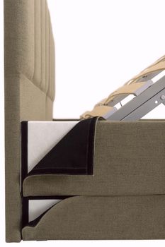 A closeup shot of a lifting mechanism for the bed with removable fabric cases.