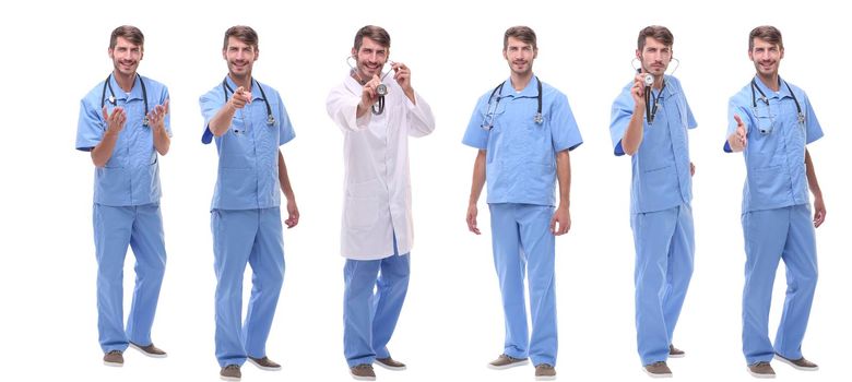 group of medical doctors standing in a row