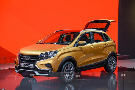 MOSCOW - AUG 2016: VAZ LADA XRay Cross Concept presented at MIAS Moscow International Automobile Salon on August 20, 2016 in Moscow, Russia