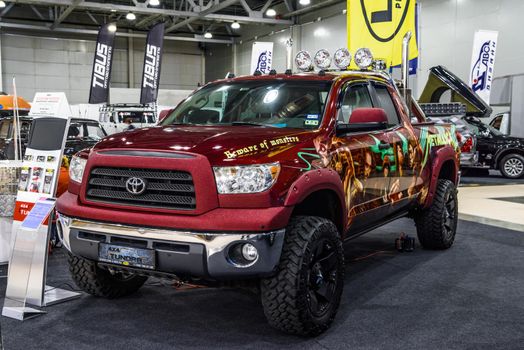 MOSCOW - AUG 2016: Toyota Tundra 4x4 presented at MIAS Moscow International Automobile Salon on August 20, 2016 in Moscow, Russia