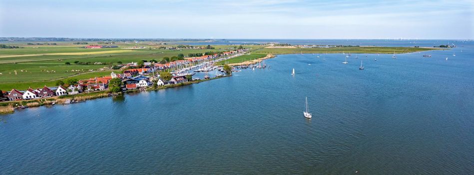 Aerial panorama from the traditional village Durgerdam near Amsterdam in the Netherlands at the IJsselmeer