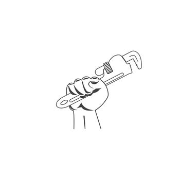 Wrench in hand icon.