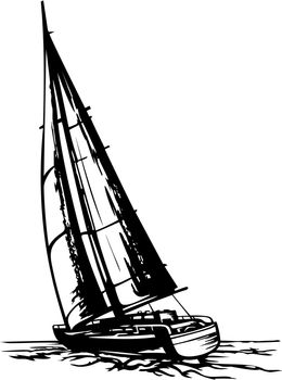 sailing yacht stylized vector