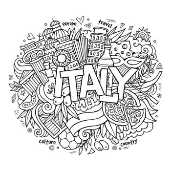 Italy hand lettering and doodles elements background