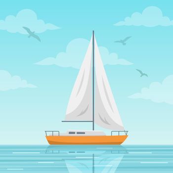 Sailboat on the sea vector illustration