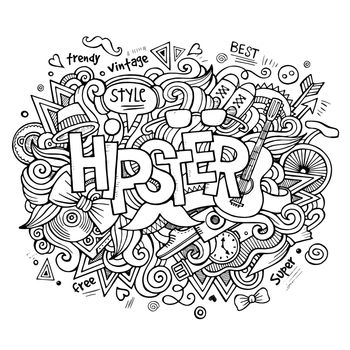 Hipster hand lettering and doodles elements