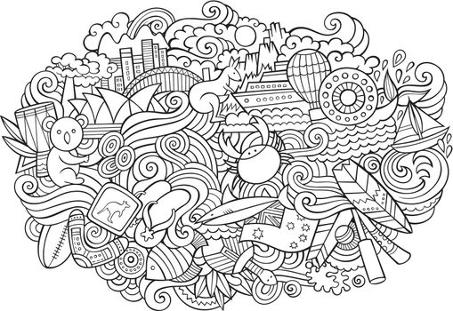 Australian doodles elements and symbols illustration
