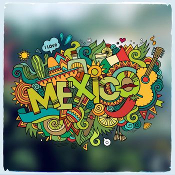 Mexico hand lettering and doodles elements emblem