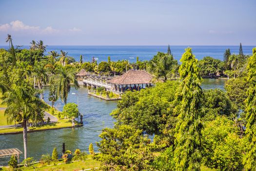 Water Palace Taman Ujung in Bali Island Indonesia - travel and architecture background