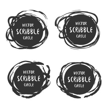 Hand drawn scribble labels with text vector set