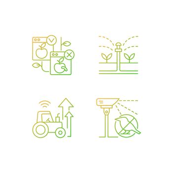 Automated systems in agriculture gradient linear vector icons set