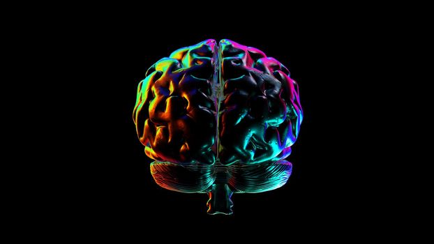 Abstract Human brain with Rainbow Reflections Looped Animation