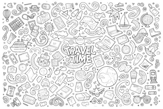 Set of travel planning objects and symbols