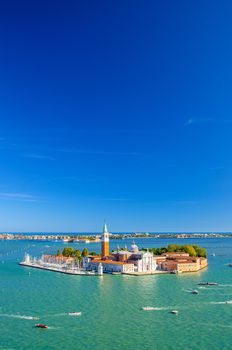 San Giorgio Maggiore island with Campanile San Giorgio in Venetian Lagoon