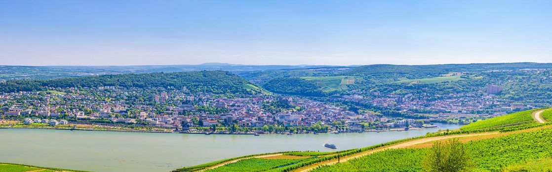 Panorama of river Rhine Gorge or Upper Middle Rhine Valley
