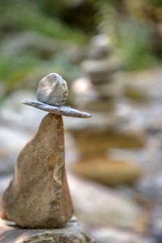 Beauty balancing pebbles from river stones stack. Tranquil Concept