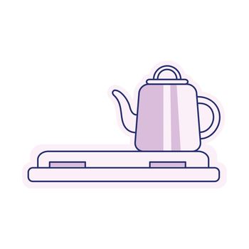 Kettle and electric range semi flat color vector element