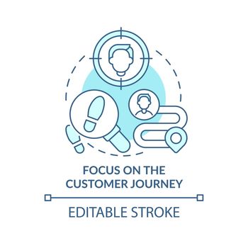 Focus on the customer journey turquoise concept icon