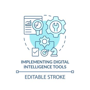 Implement digital intelligence tools turquoise concept icon