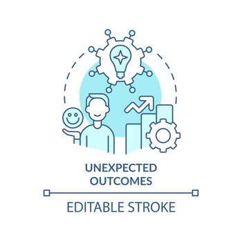 Unexpected outcomes turquoise concept icon